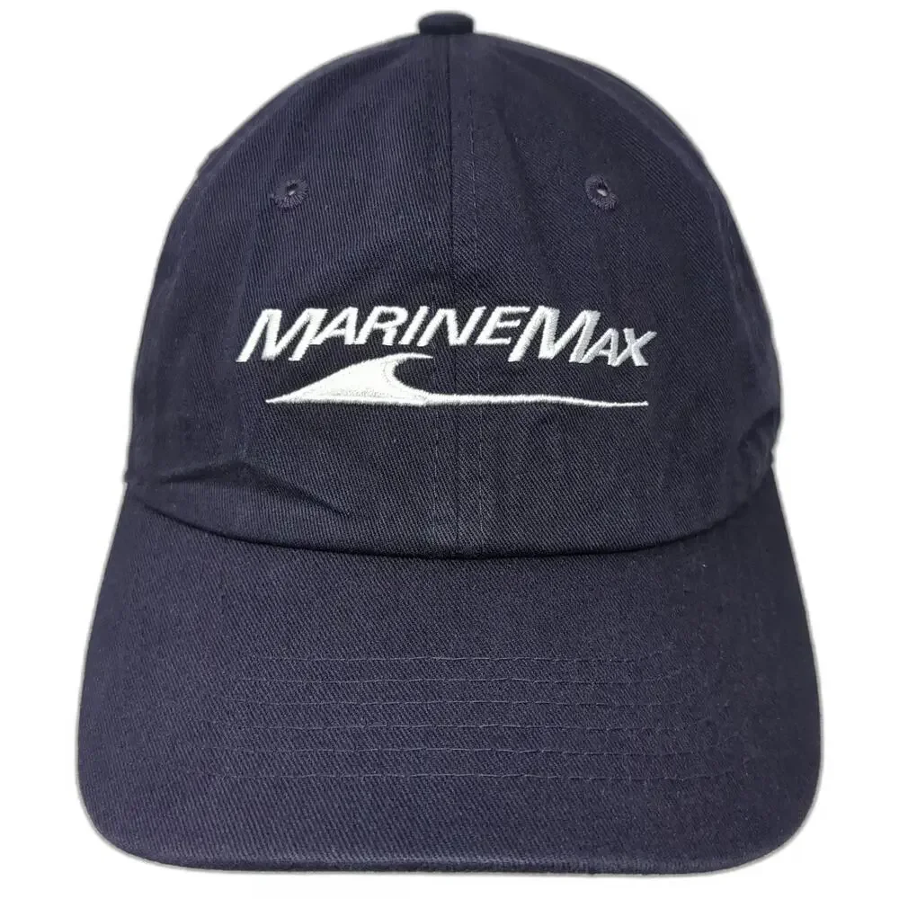 MarineMax Boat Yacht Blue Baseball Cap One Size Slideback Hat Embroidered Logo